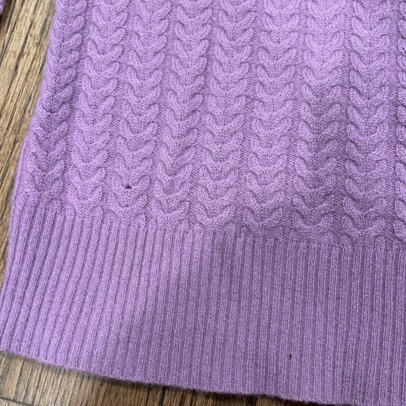 100% Cashmere Theory Super Soft Purple Cable Knit Sweater Petite P/TP - Picture 7 of 10